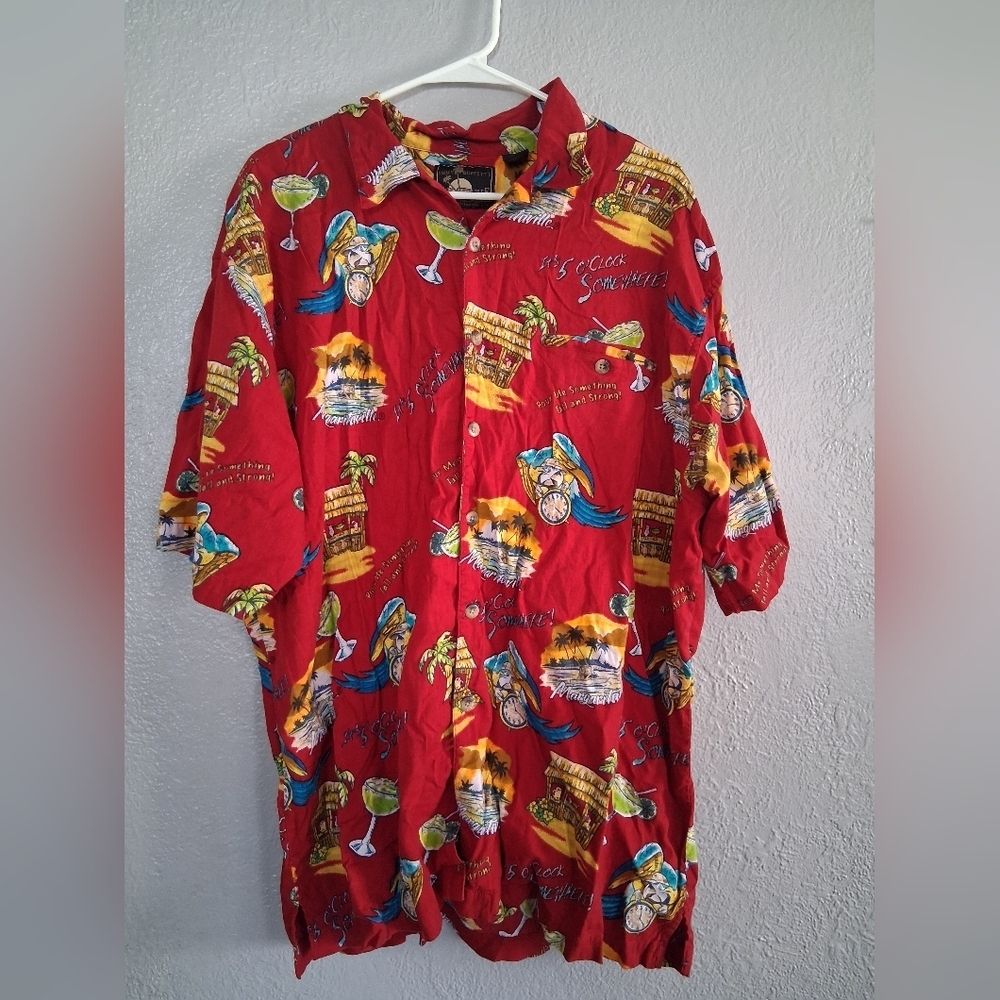 Jimmy Buffett Margaritaville Button Down Hawaiian Shirt 5 O’clock Somewhere XXL